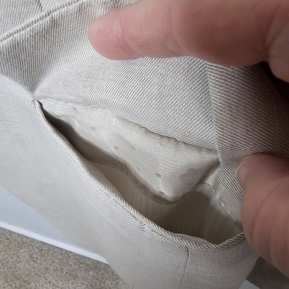 Perry Ellis Blazer Mens 40 Regular Cream Beige Linen Blend Sport Coat Event - Picture 12 of 16